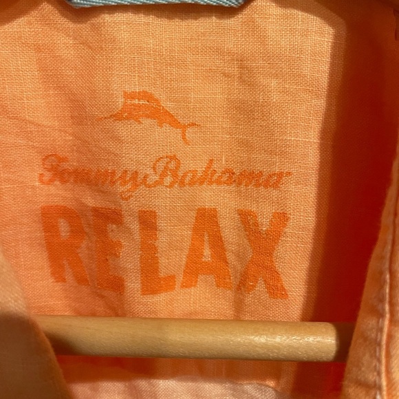 Tommy Bahama 100% Linen Mens Orange Casual Button Down Shirt XL - Picture 2 of 4